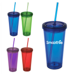 Double wall tumblers with lids and straws